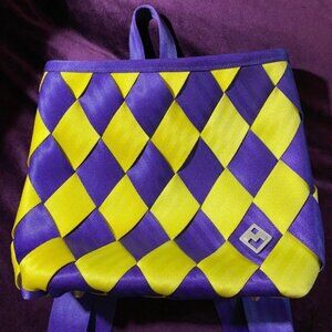 Maggie Bags Seatbelt Backpack Purse Lakers Purple Yellow Preowned
